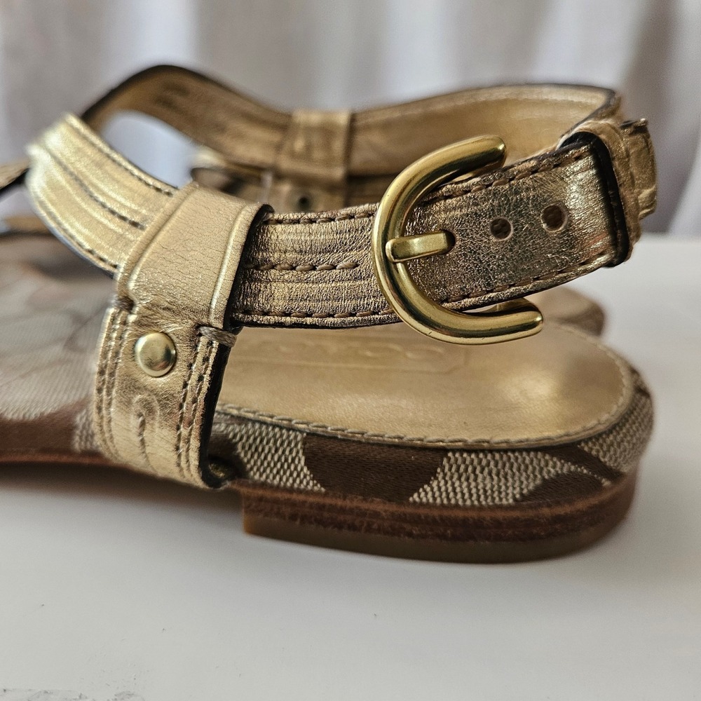 Coach Metallic Gold Sandals • Women’s 7.5 • Classic Logo "C" • Summer Chic - Picture 5 of 9